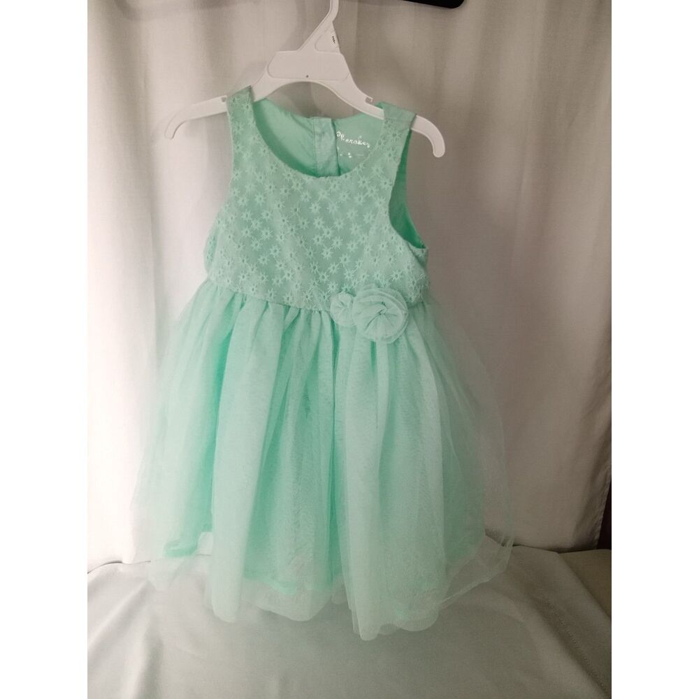 Cherokee Girls Mint Green Lace Tulle Flower Special Occasion Party Dress Size 4T